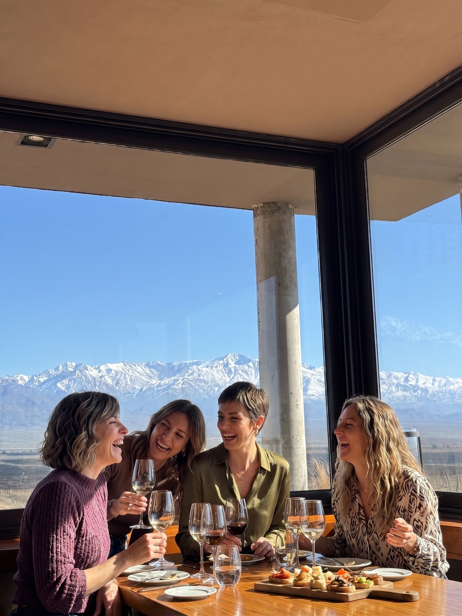 Almuerzo de equipo con vista a la Cordillera en el Valle de Uco